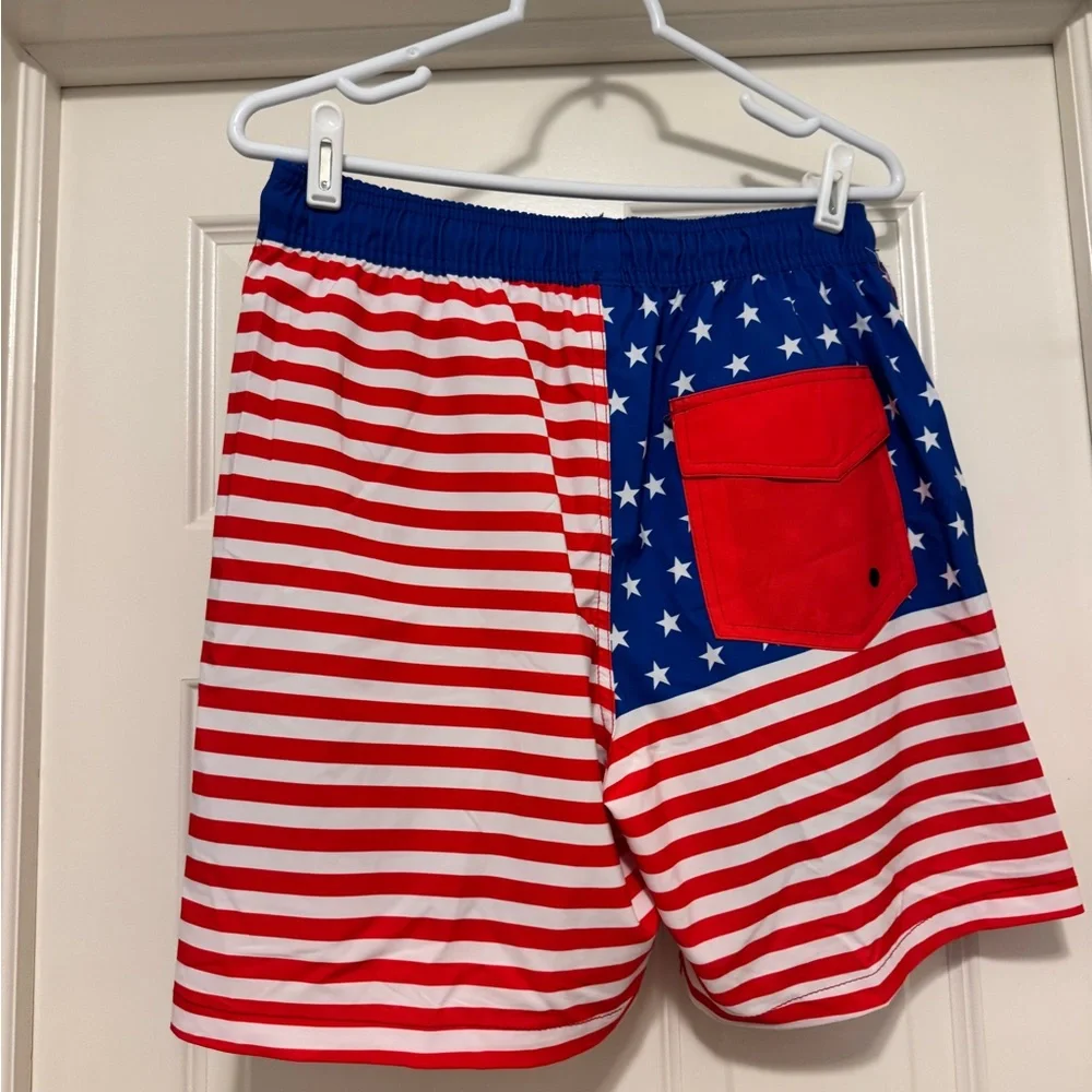Mens USA Flag Patriotic Performance Swim Trunks by The Soul of Adventure